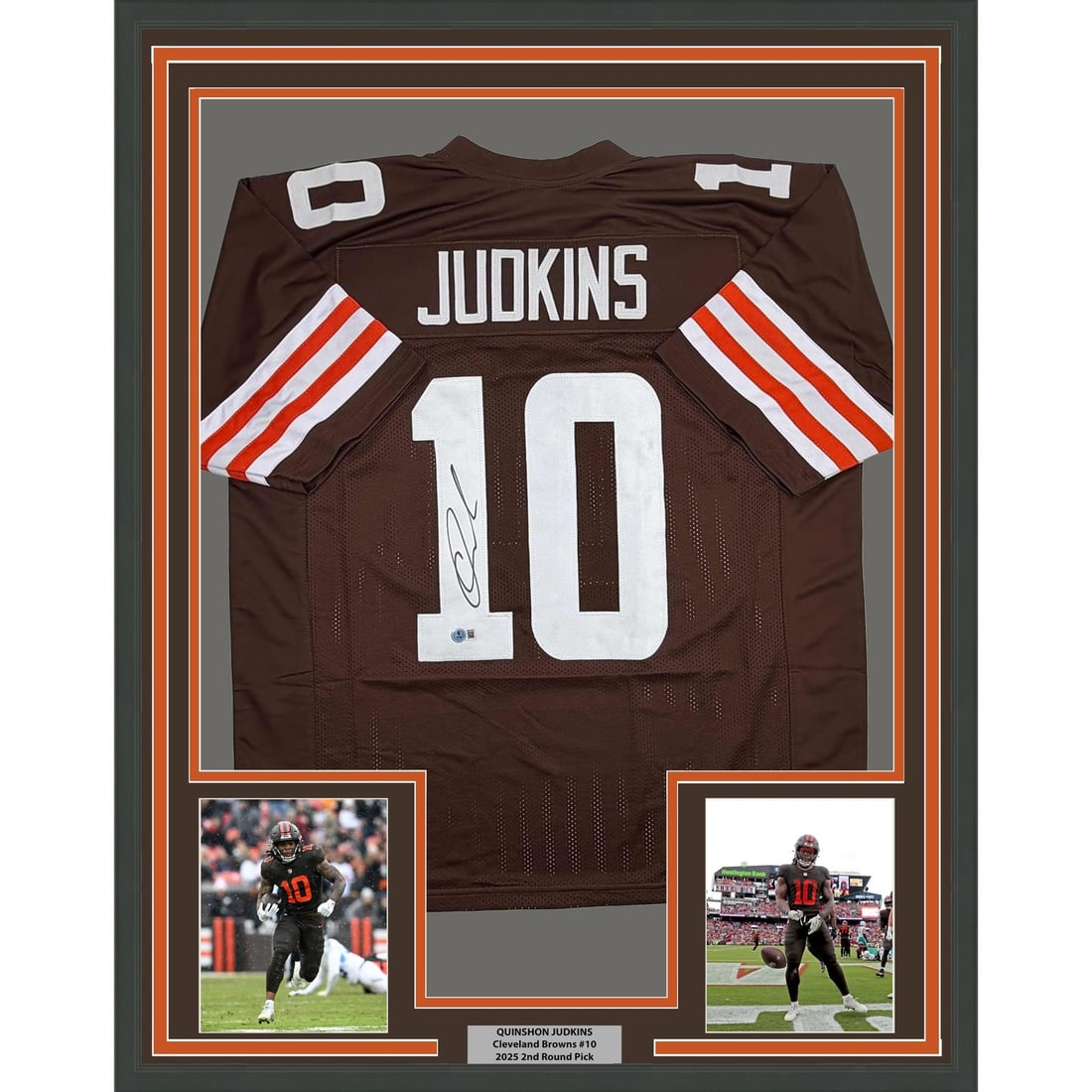 35x39 Framed Cleveland Browns Quinshon Judkins Signed Jersey Beckett COA (1 of 2)