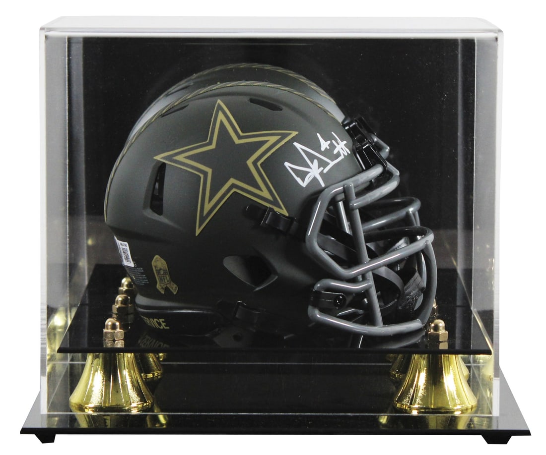 Dak Prescott autographed Cowboys STS IV mini helmet with display case BAS (1 of 3)