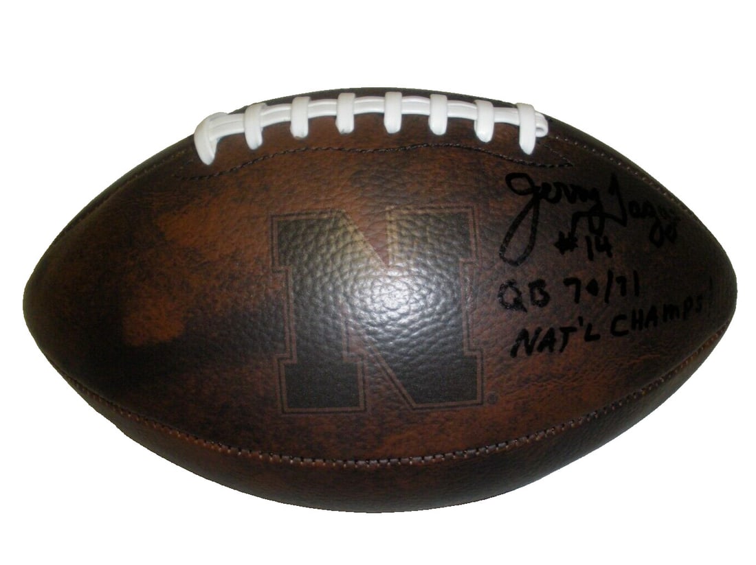 Signed Football Jerry Tagge Nebraska Cornhuskers 1970 1971 Champions Beckett COA (1 of 3)