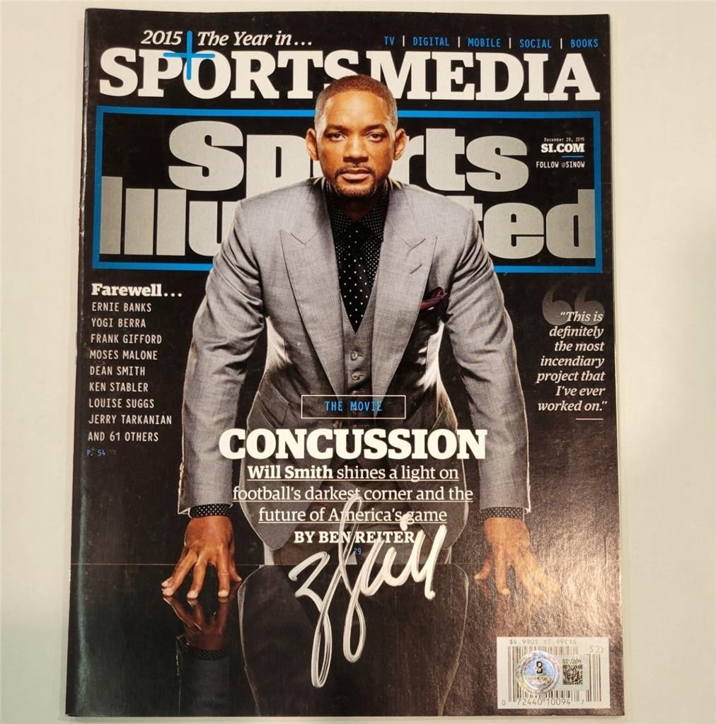 Sports Illustrated magazine signed by Will Smith Beckett authenticated: Sports Illustrated magazine signed by Will Smith Beckett authenticated This Sports Illustrated magazine features an authentic silver autograph by Will Smith. The magazine is related to the movie Concu