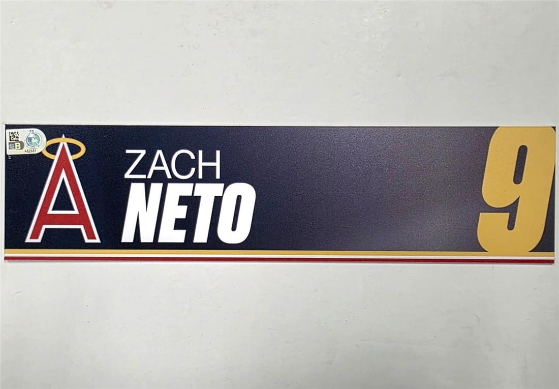 Game Used Zach Neto Locker Plate Los Angeles Angels MLB Hologram (1 of 3)