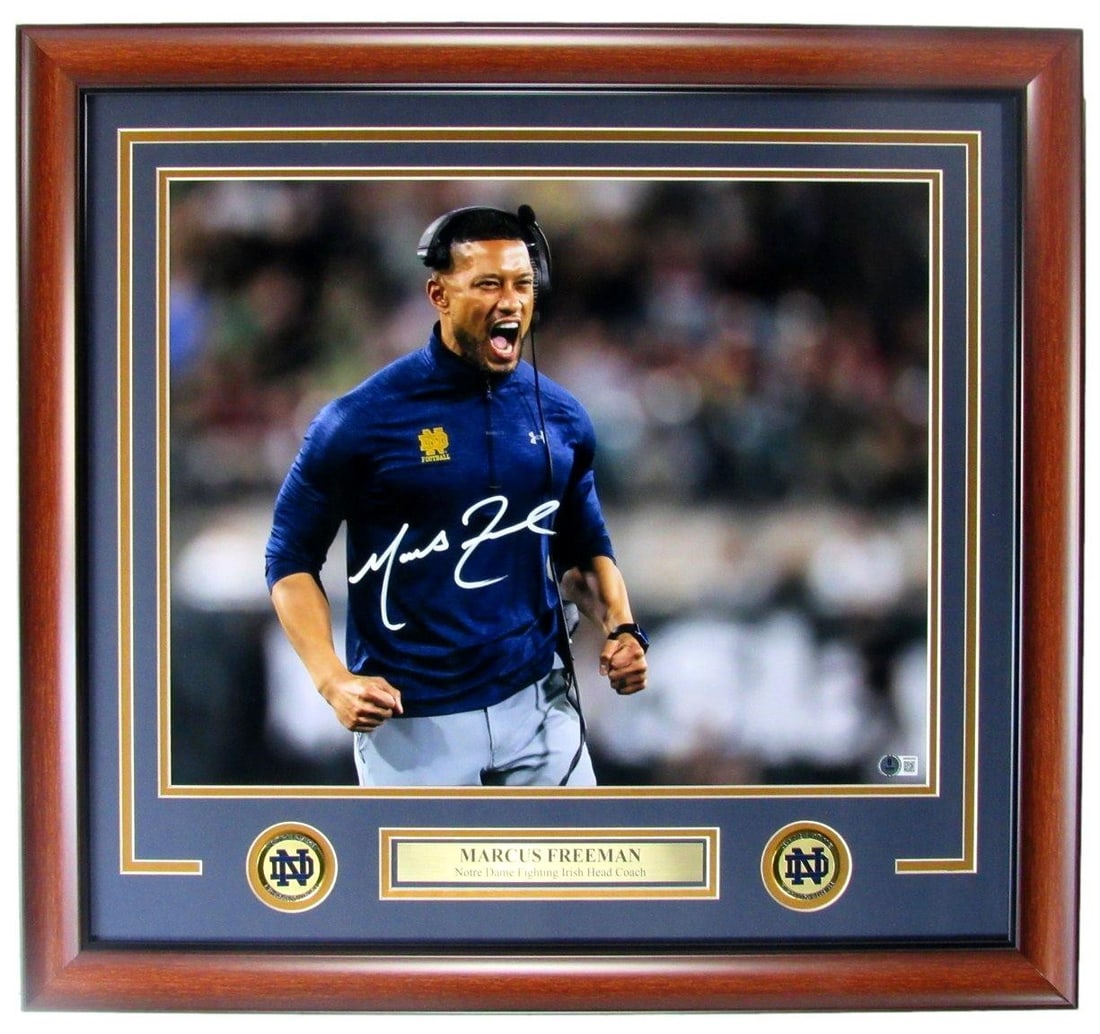 Framed 16x20 Marcus Freeman Signed Notre Dame Football Photo Beckett Authenticated (1 of 4)