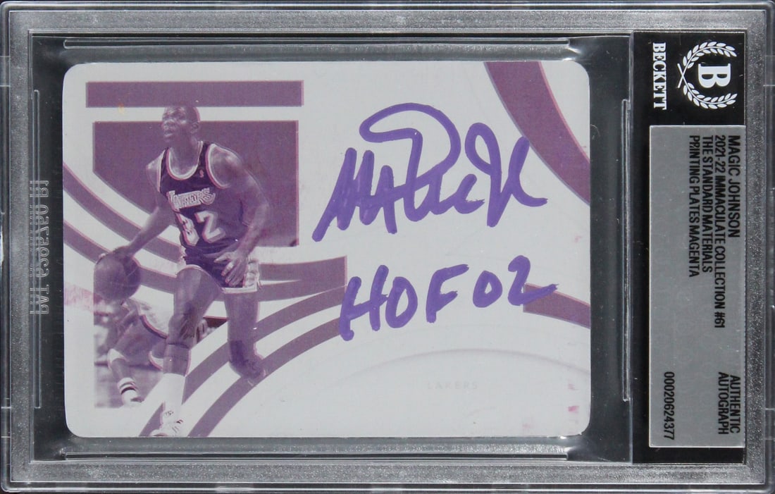 Magic Johnson autographed 2021 Panini Immaculate Magenta 1/1 Beckett slab card (1 of 2)