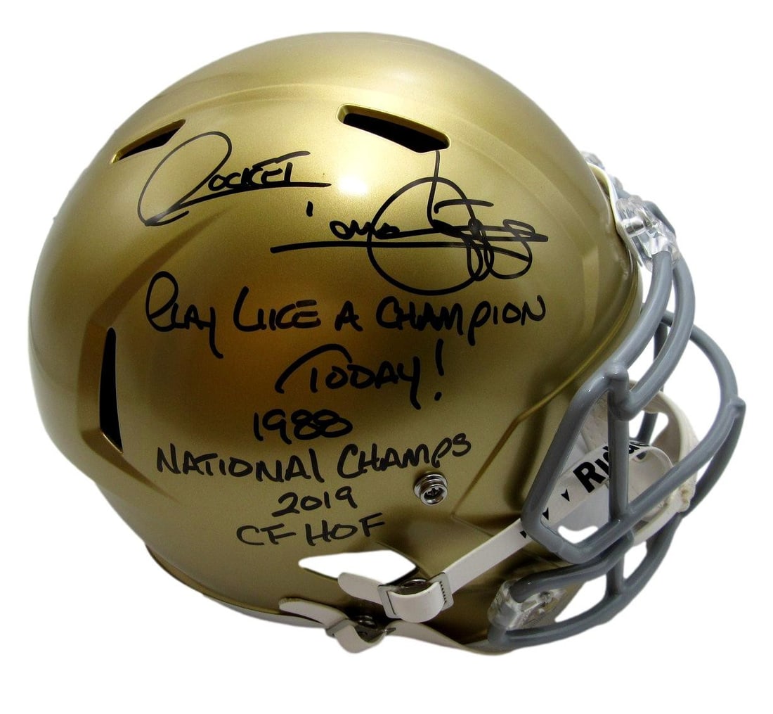 Notre Dame full size replica helmet signed by Raghib Rocket Ismail JSA (1 of 6)
