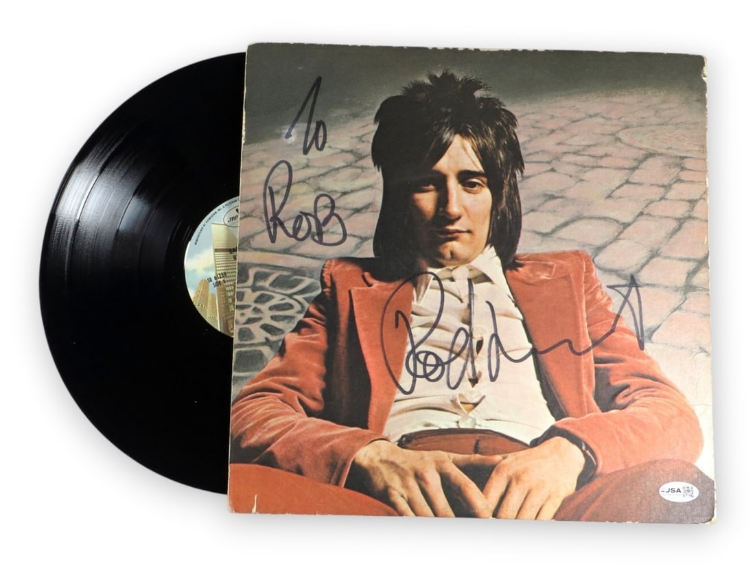 JSA authenticated Rod Stewart Gasoline Alley signed album cover record (1 of 4)