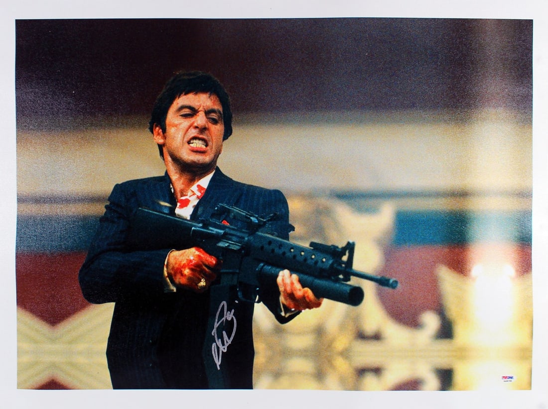 Al Pacino Scarface Signed 20x28 Canvas PSA/DNA Certified: Al Pacino Scarface Signed 20x28 Canvas PSA/DNA Certified Capture a piece of cinematic history with this authentic Al Pacino signed 20x28 canvas from the iconic film Scarface. This impressive piece has