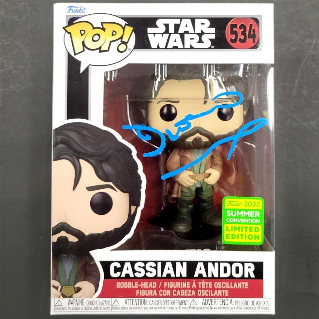 Diego Luna Signed Cassian Andor Funko Pop Star Wars Beckett Authenticated: Diego Luna Signed Cassian Andor Funko Pop Star Wars Beckett Authenticated This is a Funko Pop! figure of Cassian Andor from the Star Wars series, signed by Diego Luna. The item is an original piece an