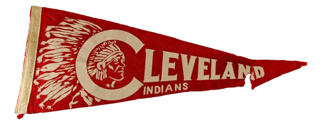 Rare 1940s Cleveland Indians 28 Inch Baseball Pennant MLB (1 of 4)