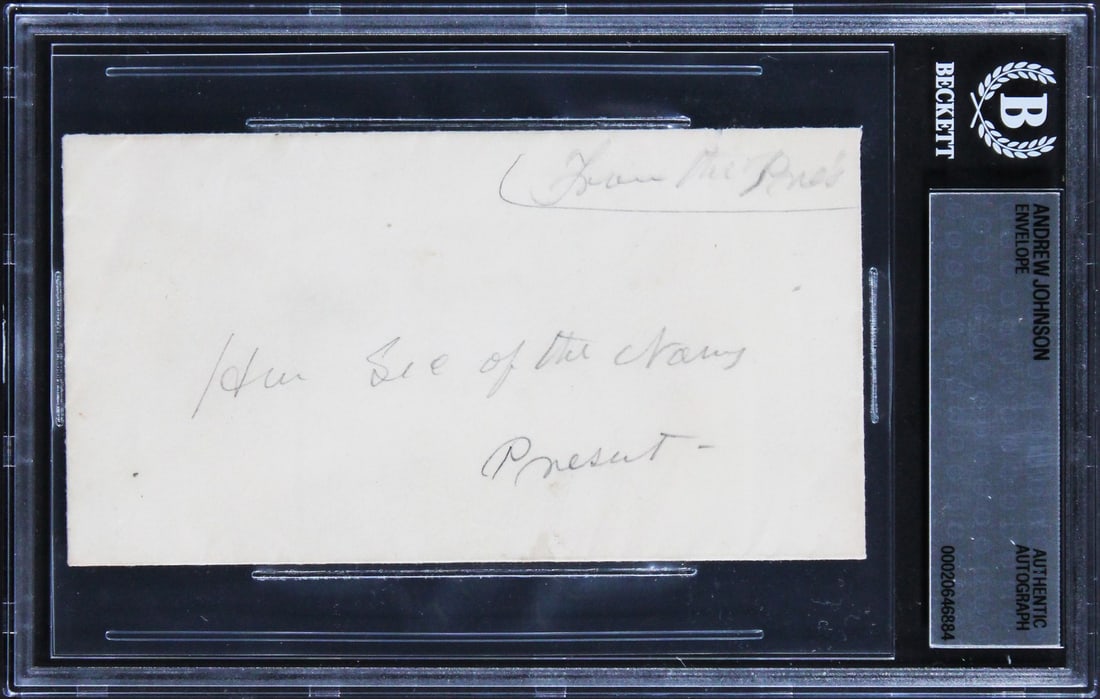 Andrew Johnson handwritten free frank envelope 2.85x5.25 Beckett authenticated (1 of 2)
