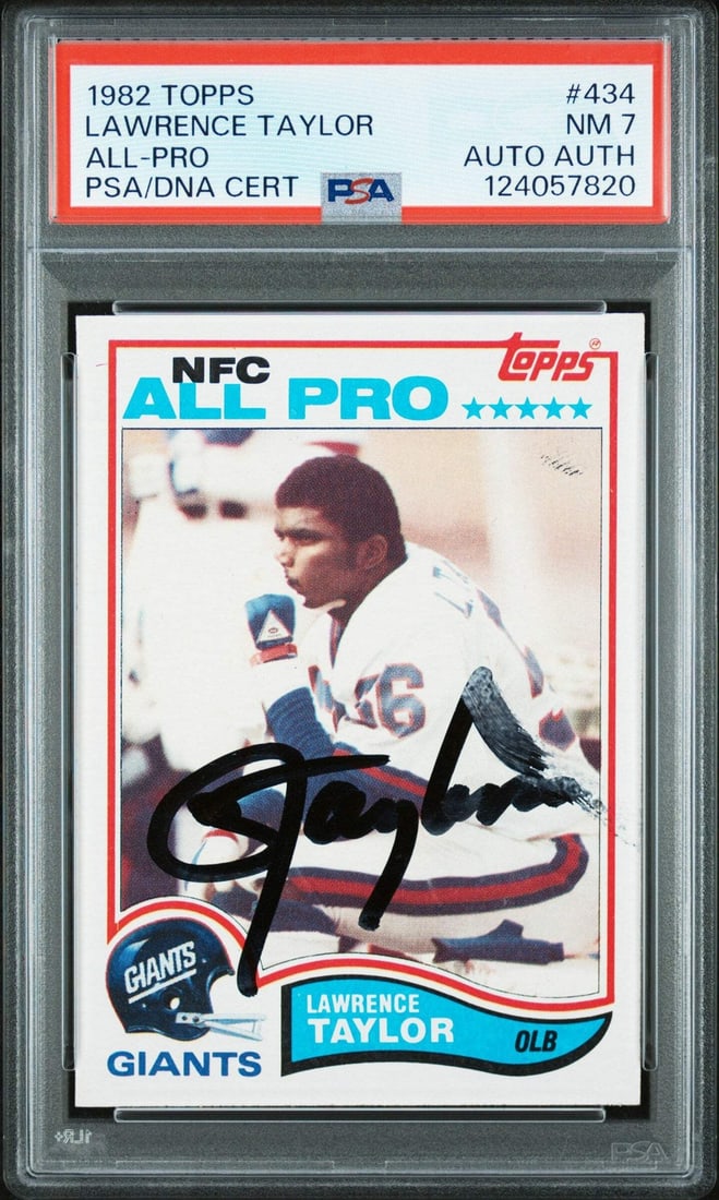 Lawrence Taylor 1982 Topps Rookie Card PSA 7 Autograph Certified (1 of 2)