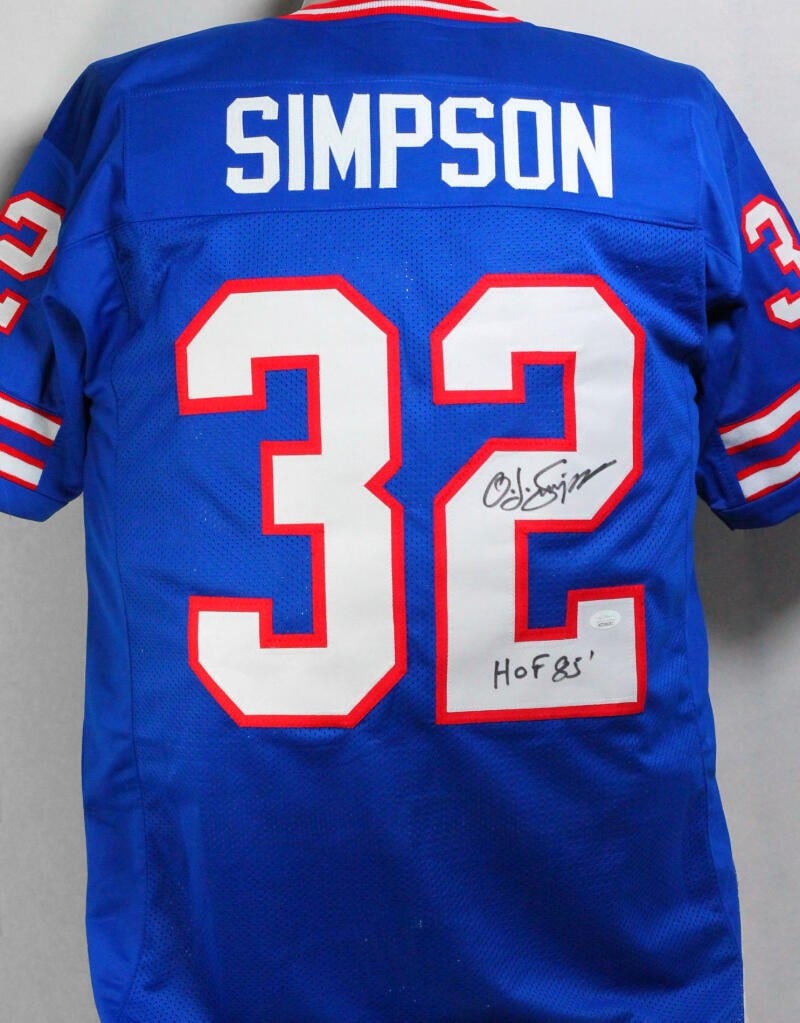 Buffalo Bills Blue Jersey Signed by O.J. Simpson with HOF Inscription (1 of 3)