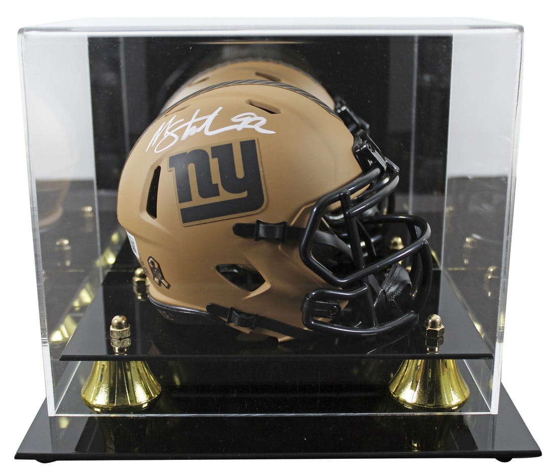 Michael Strahan Signed New York Giants Mini Helmet BAS Witnessed: Michael Strahan Signed New York Giants Mini Helmet BAS Witnessed This autographed 2023 Salute To Service II Mini Helmet, personally signed by Michael Strahan of the New York Giants, is a must-have for