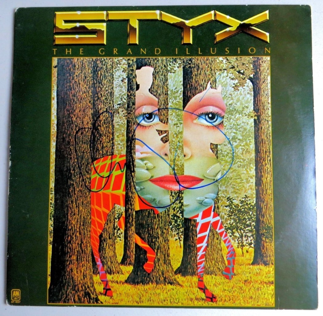 Dennis DeYoung Signed Album Cover Styx Grand Illusion BAS Authenticated (1 of 4)
