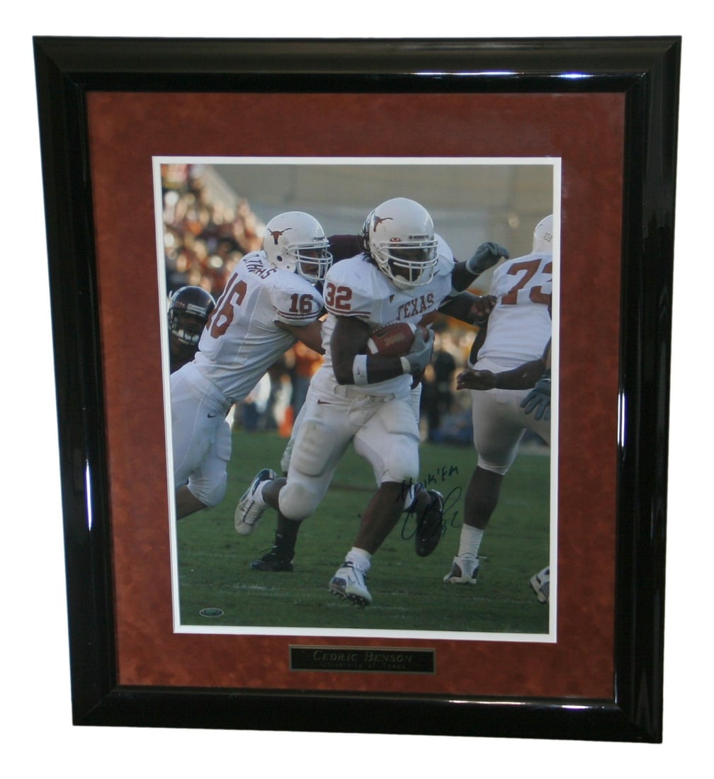 Framed 16x20 Signed Cedric Benson Texas Longhorns Photo TRISTAR (1 of 4)
