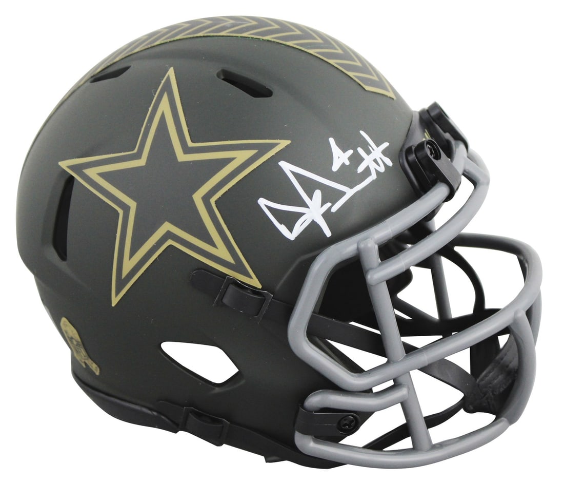 Dak Prescott autographed Dallas Cowboys Salute To Service mini helmet BAS (1 of 2)