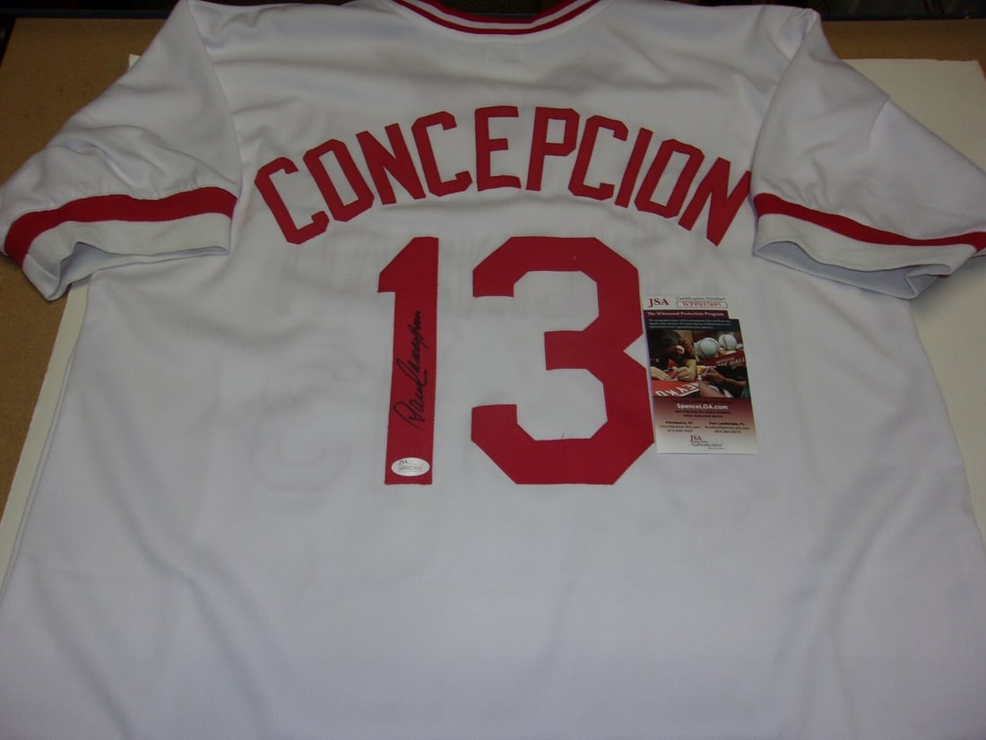 Autographed Dave Concepcion Cincinnati Reds Jersey JSA COA 1975 1976 Champions (1 of 2)