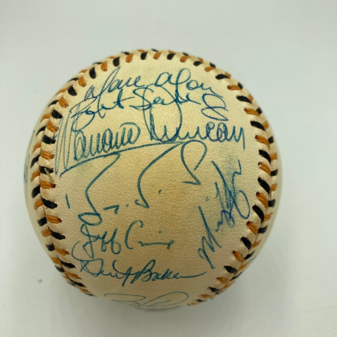 National League team signed 1994 All Star baseball PSA DNA Barry Bonds: National League team signed 1994 All Star baseball PSA DNA Barry Bonds Original team-signed baseball from the 1994 All Star Game National League roster, featuring 25+ signatures including Barry Bonds.