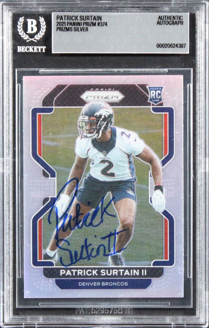 Patrick Surtain II autographed 2021 Panini Prizm Silver #374 rookie card Beckett (1 of 2)