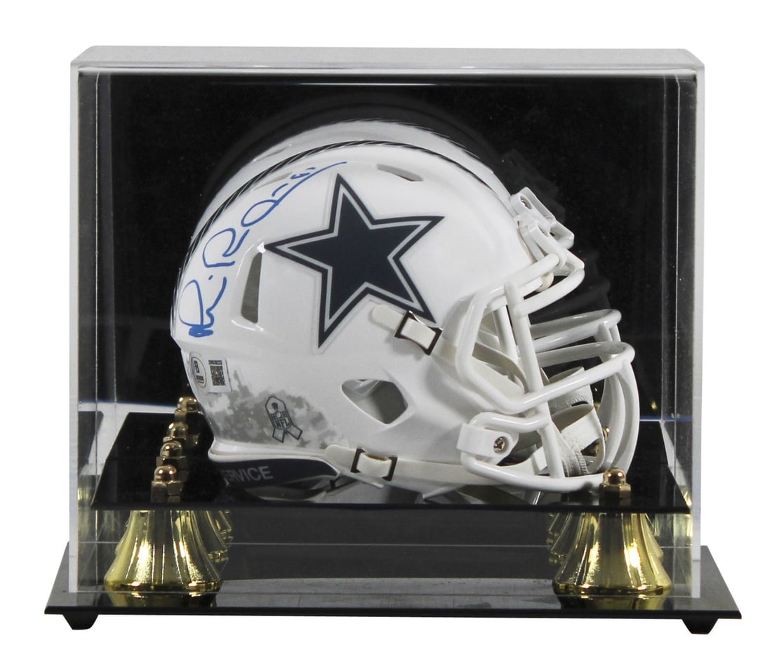Michael Irvin autographed Cowboys STS III mini helmet with display case BAS (1 of 3)