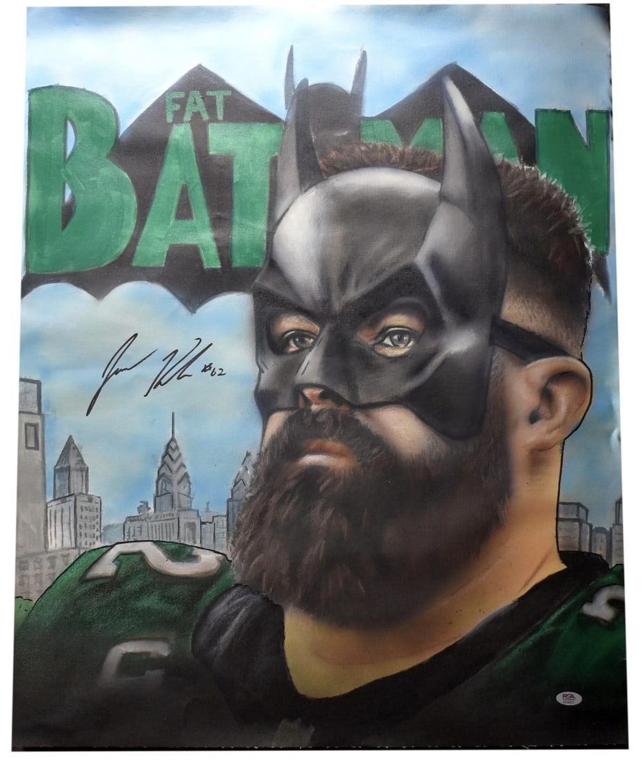 Autographed Jason Kelce Philadelphia Eagles Batman Canvas 24x30 PSA DNA (1 of 3)