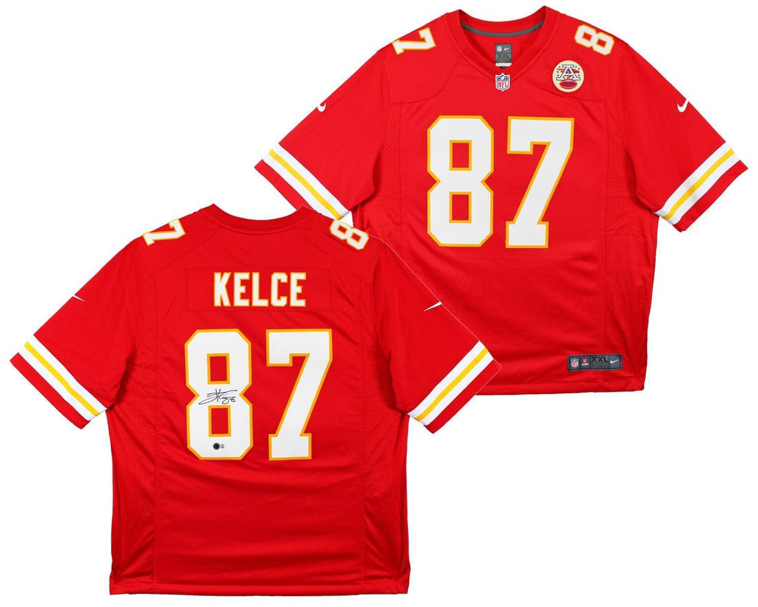 Travis Kelce Signed Red Nike Limited Jersey BAS Authenticated KC Chiefs: Travis Kelce Signed Red Nike Limited Jersey BAS Authenticated KC Chiefs This authentic red Nike limited jersey has been personally signed by Travis Kelce, the star player of the Kansas City Chiefs. Th