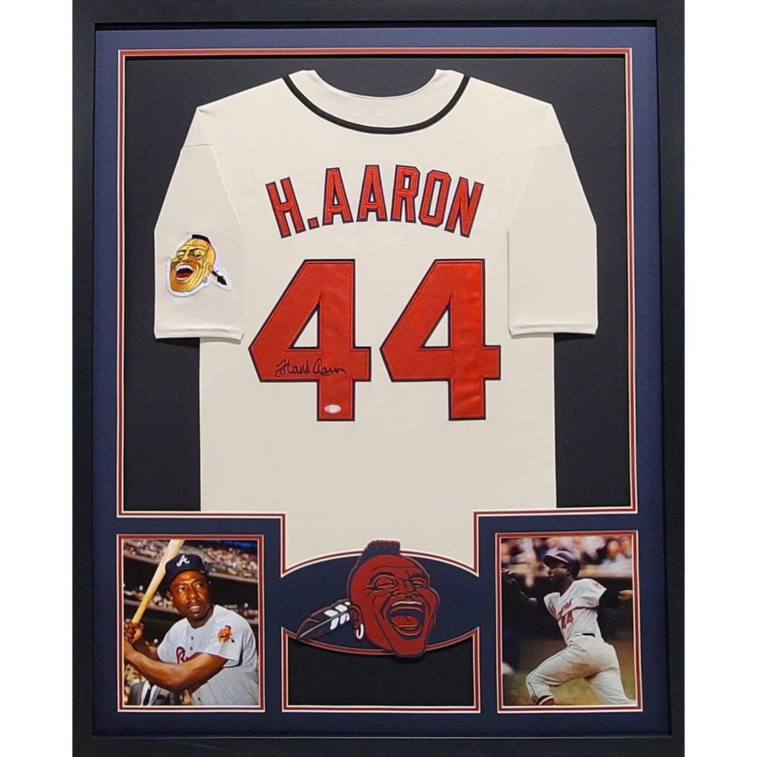 Framed Milwaukee Braves Jersey Signed by Hank Aaron Steiner Authenticated (1 of 2)