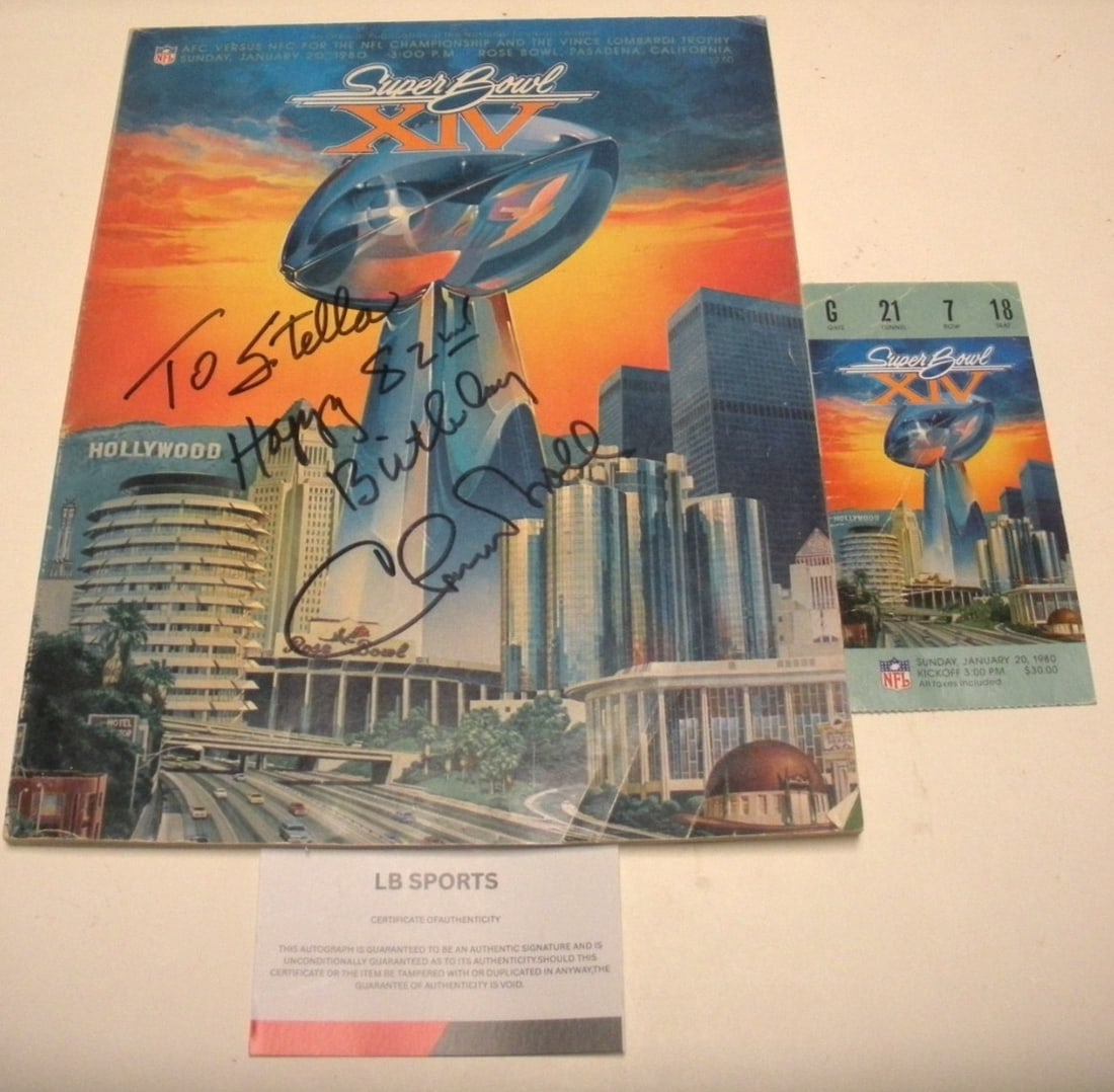 Signed Super Bowl XIV Program Chuck Noll Pittsburgh Steelers COA (1 of 3)