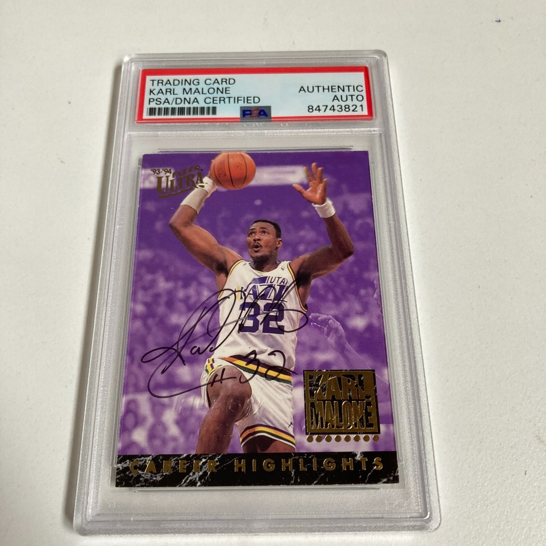 Karl Malone 1993-94 Fleer promo card PSA DNA signed (1 of 3)