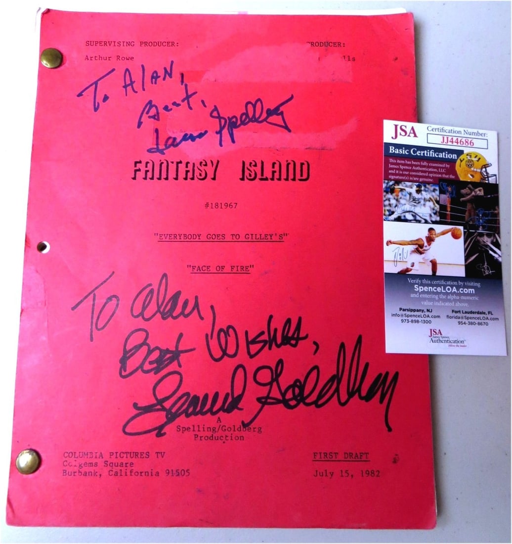 Fantasy Island Script Signed by Aaron Spelling and Leonard Goldberg JSA Authenticated (1 of 4)