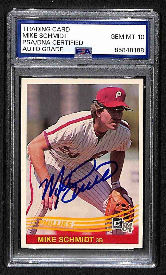 PSA DNA GEM 10 Signed 1984 Donruss 183 Mike Schmidt Phillies HOF Card (1 of 2)