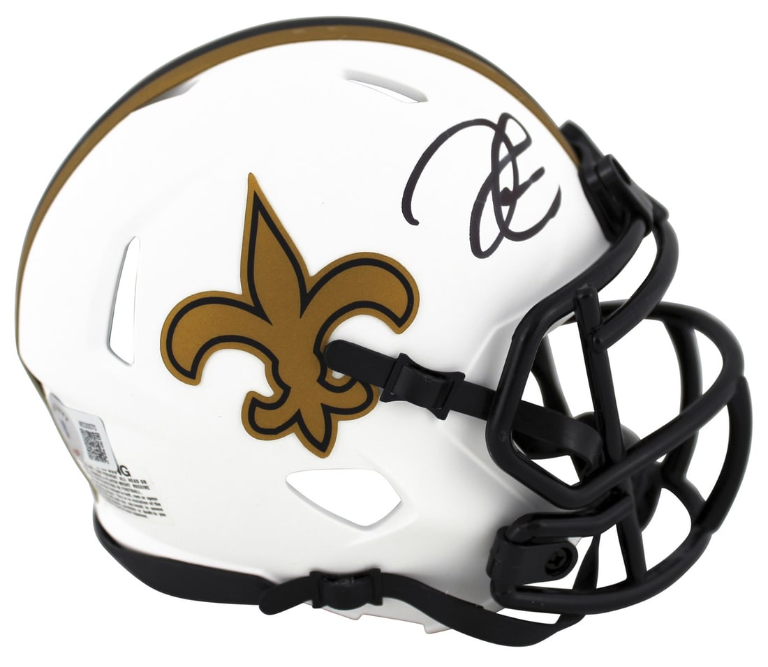 Derek Carr Signed Lunar Speed Mini Helmet New Orleans Saints BAS Authenticated (1 of 2)