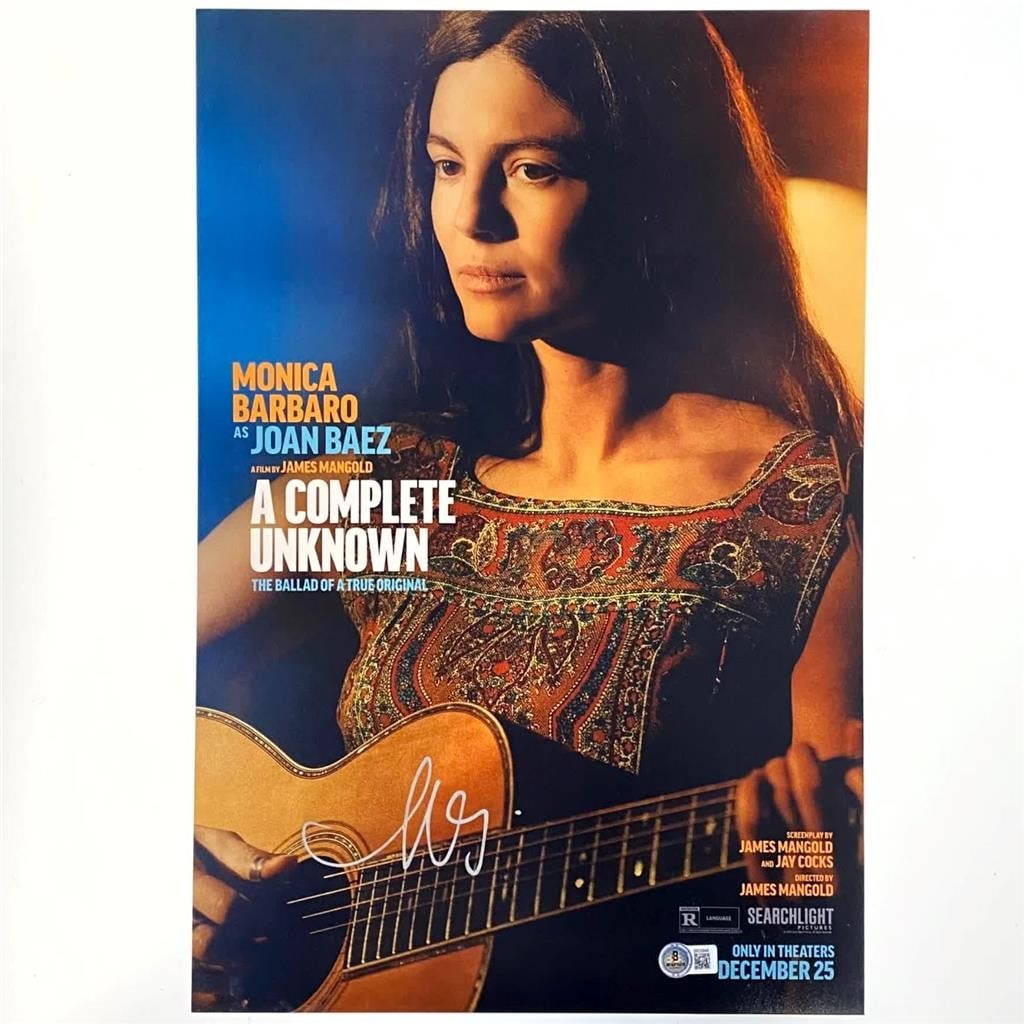 12x18 Photograph Signed by Monica Barbaro Beckett Authenticated: 12x18 Photograph Signed by Monica Barbaro Beckett Authenticated This is an original 12x18 inch photograph from the film 'A Complete Unknown,' signed by Monica Barbaro. The autograph has been authentic