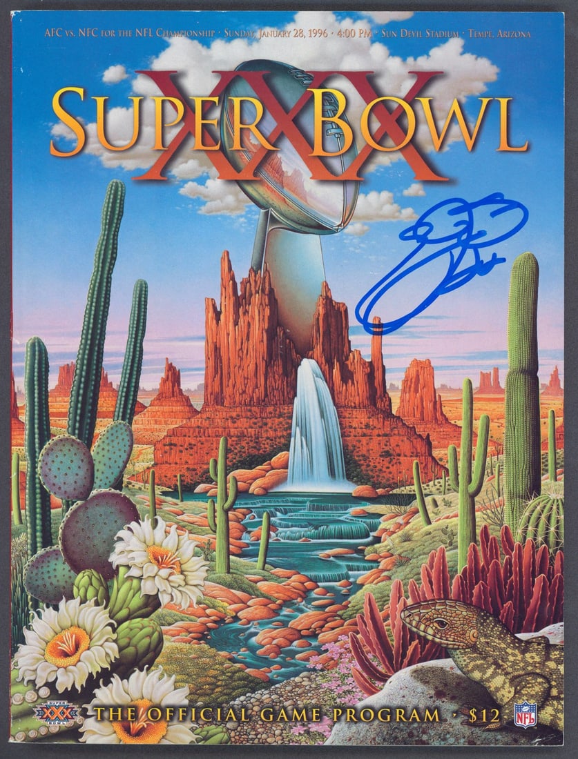 Emmitt Smith signed Super Bowl XXX program Beckett witnessed (1 of 3)