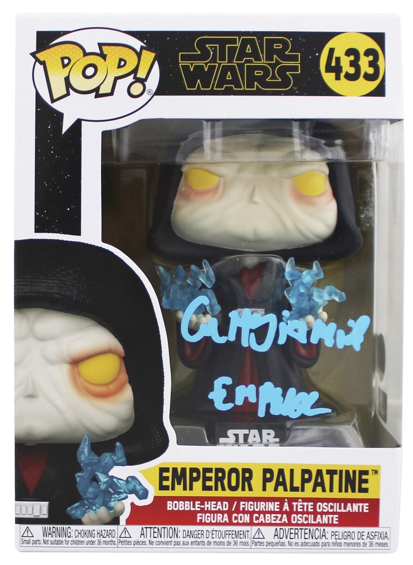 Signed Emperor Palpatine Funko Pop #433 Ian McDiarmid BAS: Signed Emperor Palpatine Funko Pop #433 Ian McDiarmid BAS This is an original Funko Pop Vinyl Figure #433 featuring Emperor Palpatine from Star Wars, personally signed by Ian McDiarmid. The autograph 