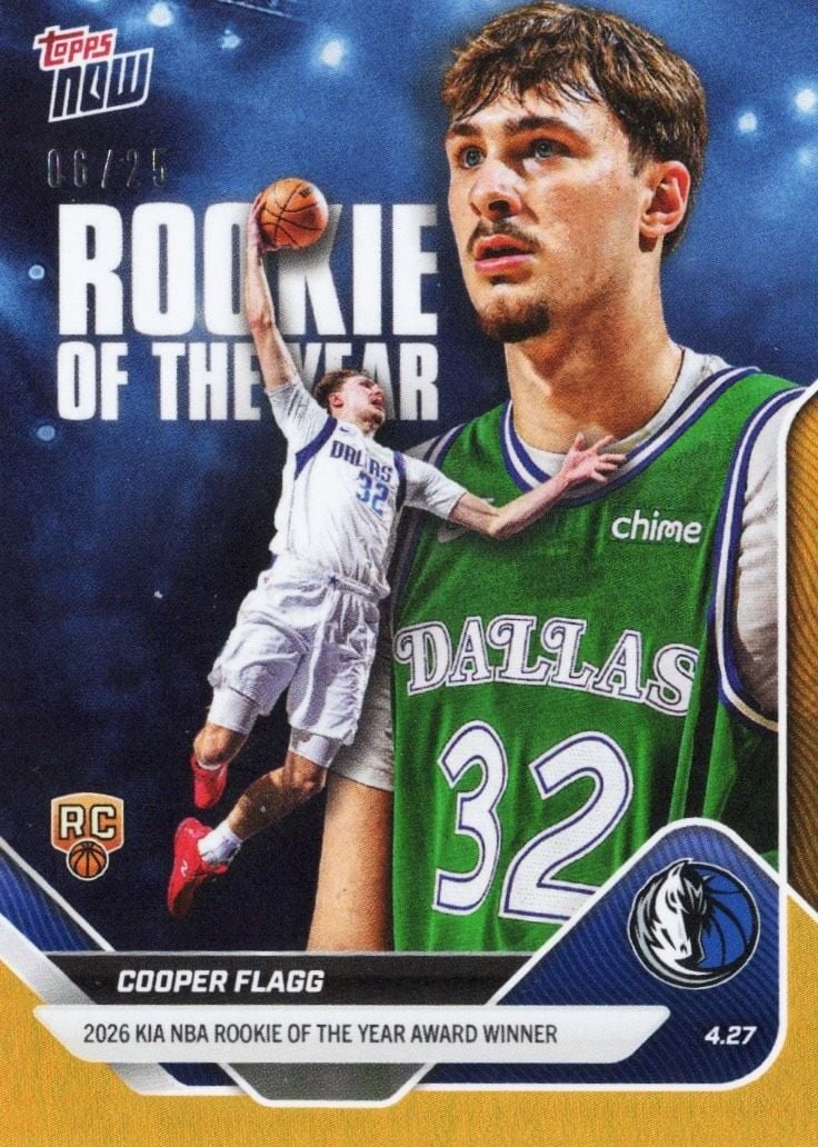 Cooper Flagg 2025 Topps Now ROTY Orange Foil /25 NBA Card (1 of 2)