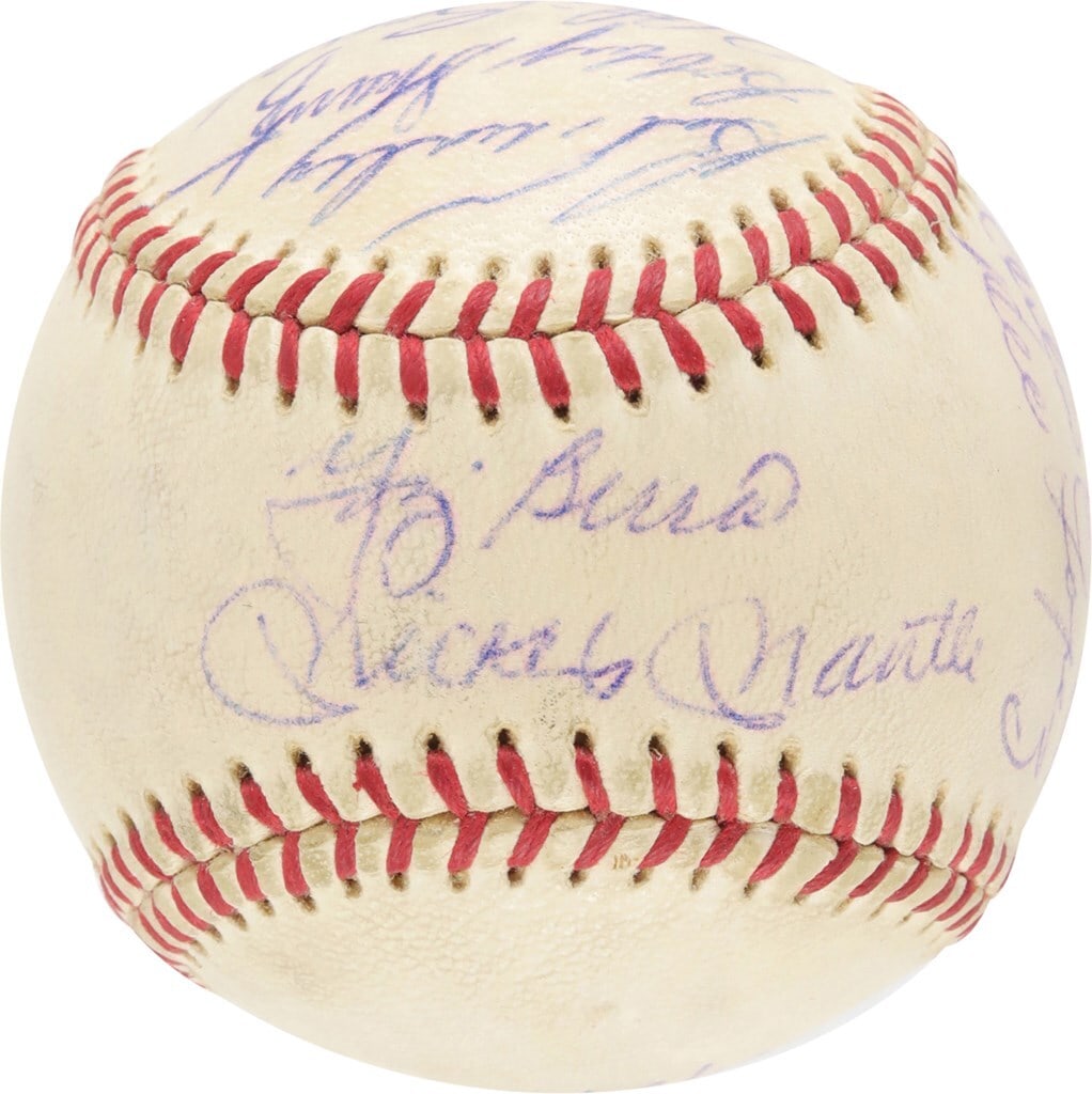 1960 New York Yankees Team Signed Baseball Mickey Mantle Yogi Berra PSA DNA: 1960 New York Yankees Team Signed Baseball Mickey Mantle Yogi Berra PSA DNA This is an exceptional 1960 New York Yankees team signed baseball featuring legendary players including Mickey Mantle and Ro