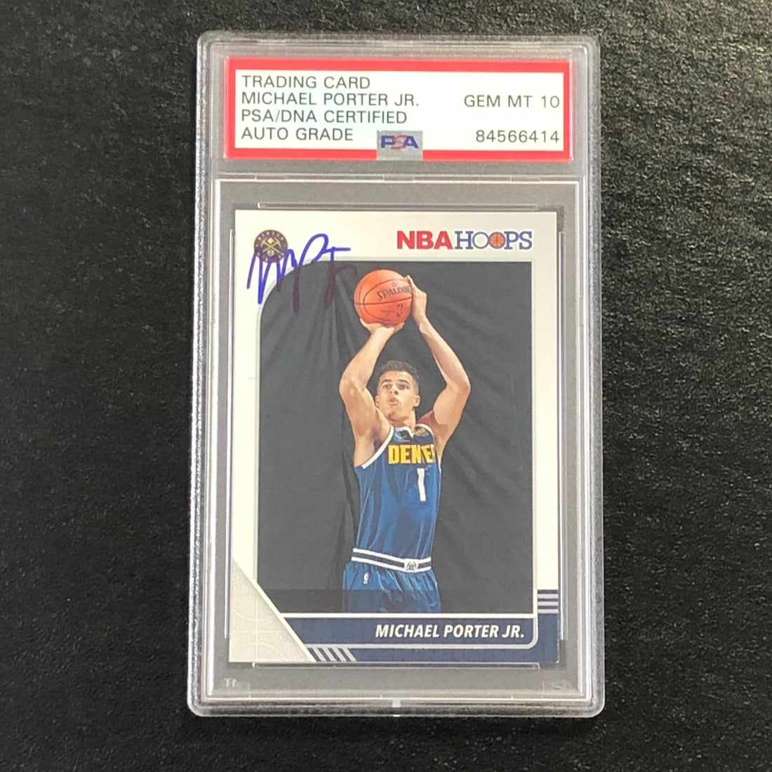 2019-20 NBA Hoops #51 Michael Porter Jr. Signed PSA Auto Nuggets: 2019-20 NBA Hoops #51 Michael Porter Jr. Signed PSA Auto Nuggets This listing features a 2019-20 NBA Hoops #51 trading card signed by Michael Porter Jr. of the Denver Nuggets. The autograph has been a
