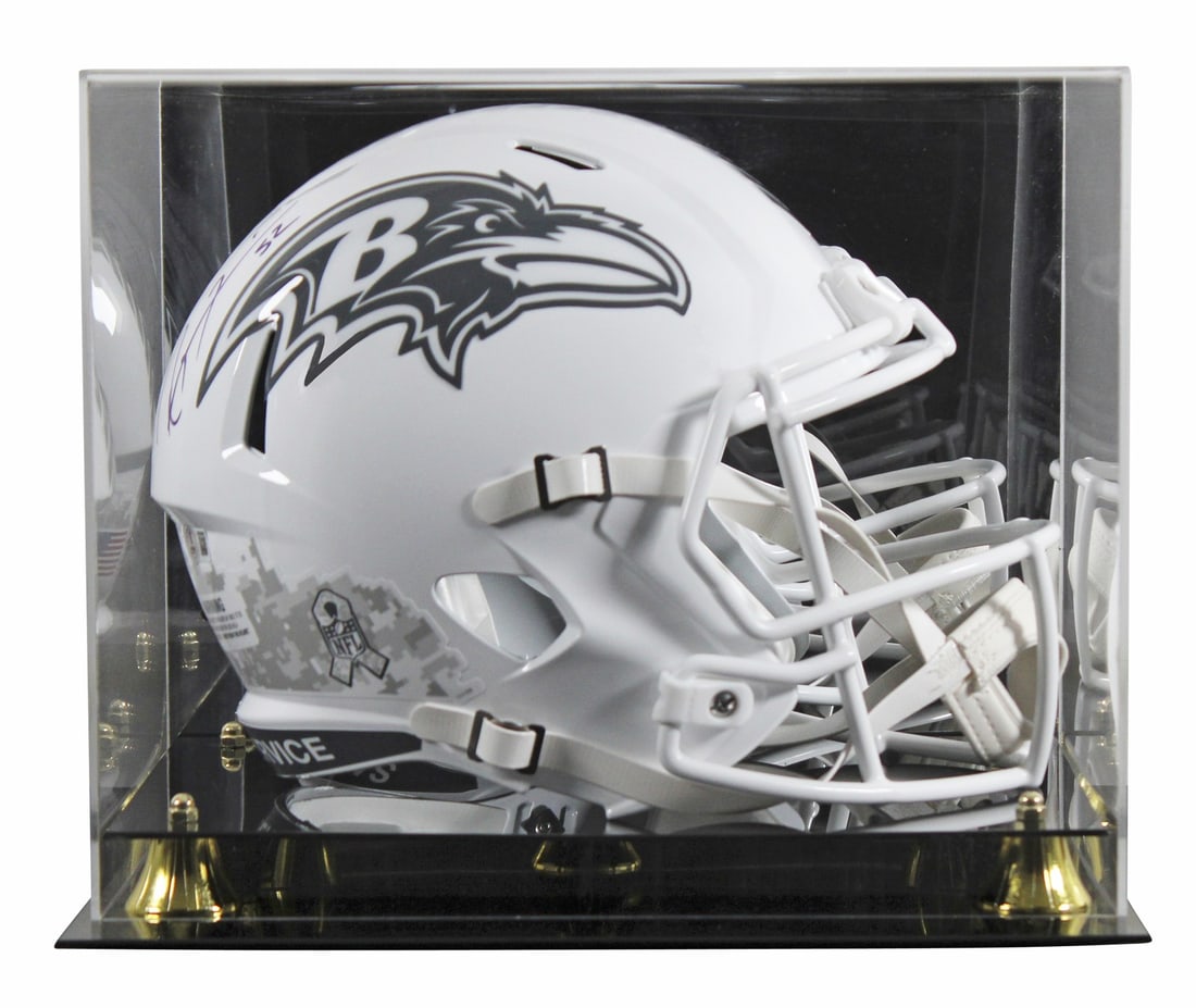 Ray Lewis Autographed Ravens STS III Full Size Speed Replica Helmet With Display Case BAS: Ray Lewis Autographed Ravens STS III Full Size Speed Replica Helmet With Display Case BAS This Baltimore Ravens full-size Salute To Service III Riddell Speed Replica helmet features an autograph by Ra