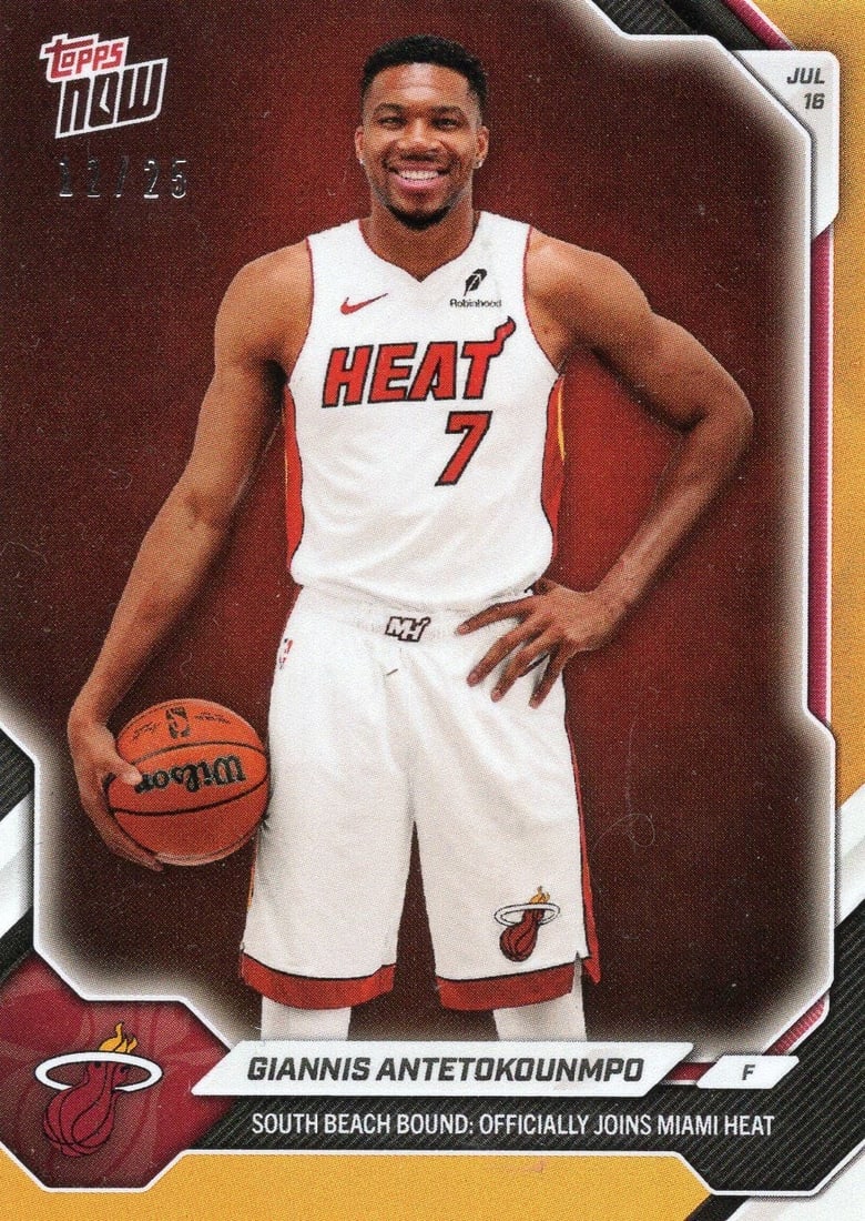 Topps Now OS02 Giannis Antetokounmpo Orange Foil /25 NBA card (1 of 2)