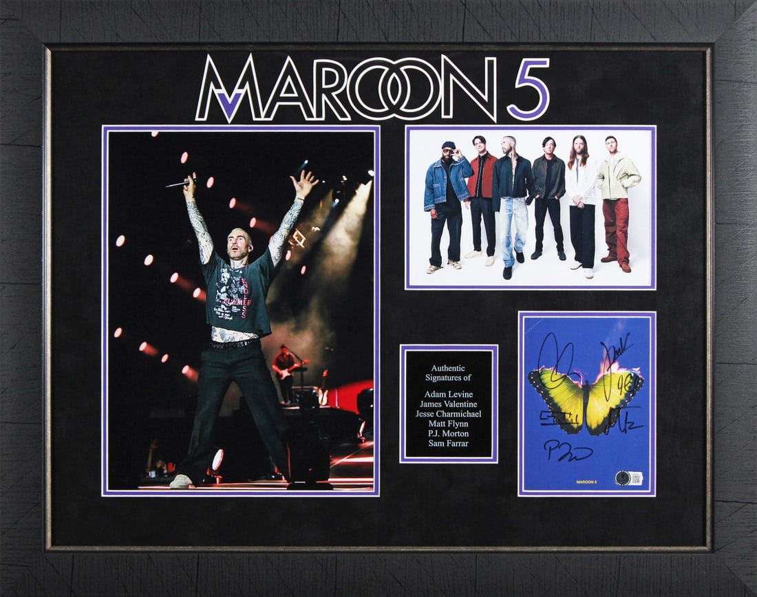 Framed Maroon 5 Love Is Like Album Insert Signed by 6 Beckett AE64584 (1 of 3)