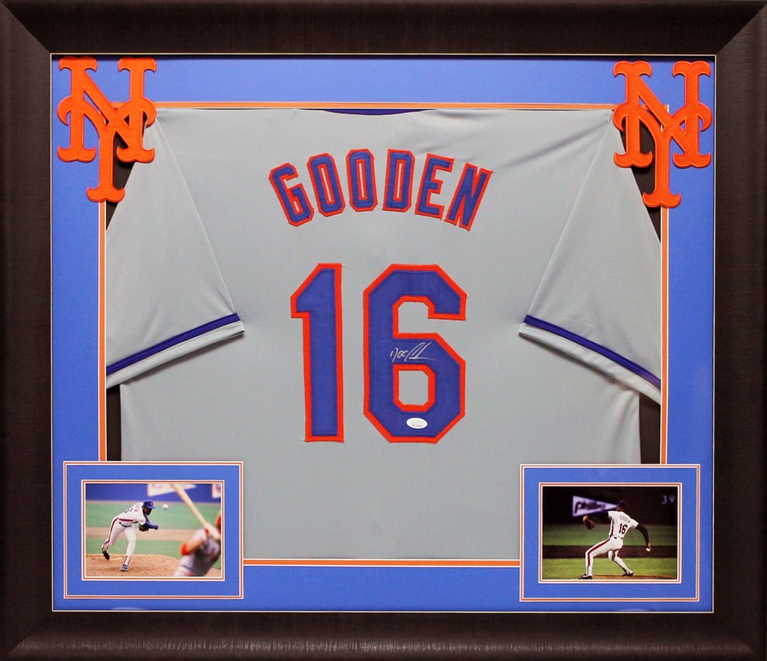 Framed Doc Gooden Signed Grey Jersey JSA Witness New York Mets (1 of 1)