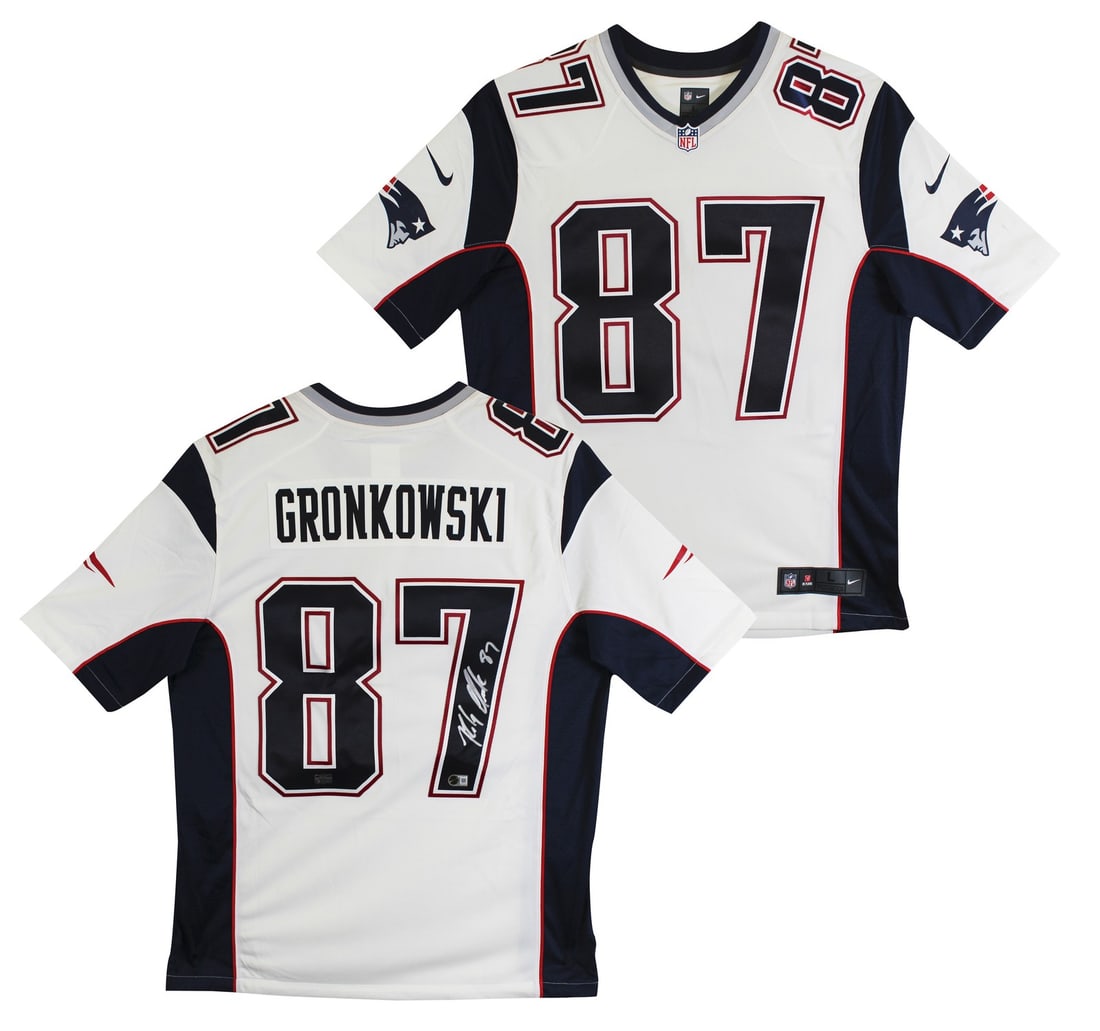 Rob Gronkowski signed Nike Limited jersey Beckett witnessed Patriots white (1 of 6)