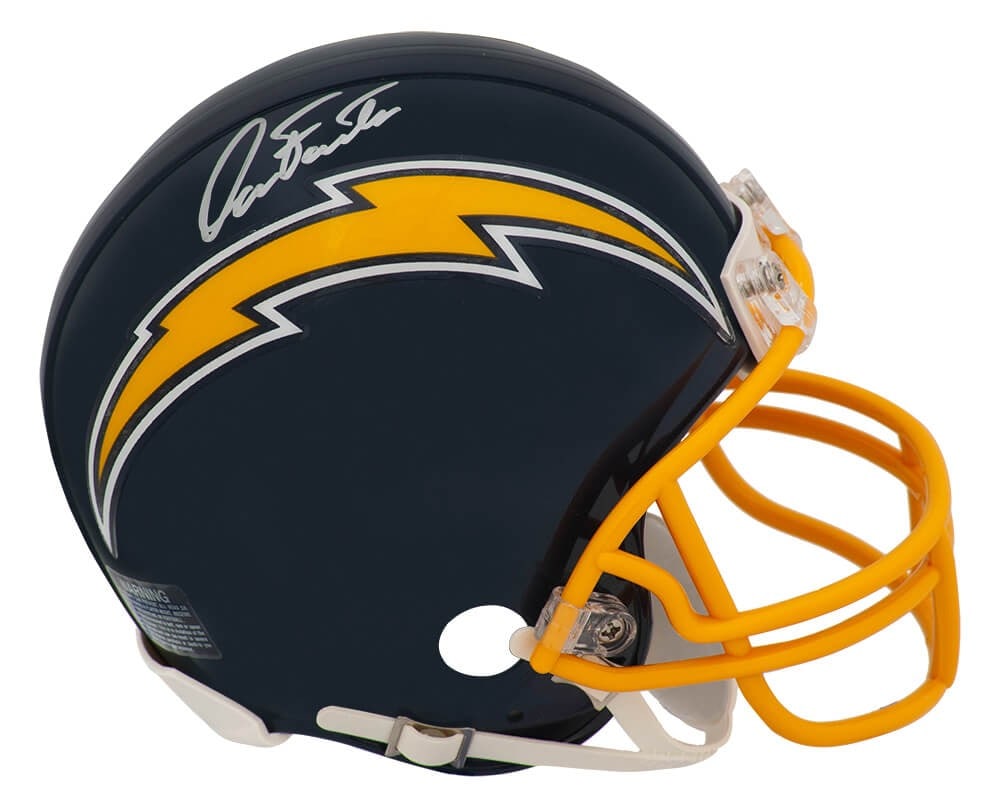Dan Fouts Signed Chargers Navy Riddell Mini Helmet with COA: Dan Fouts Signed Chargers Navy Riddell Mini Helmet with COA This is a signed Riddell replica mini helmet featuring Dan Fouts, the legendary quarterback of the Los Angeles Chargers. The helmet showcase