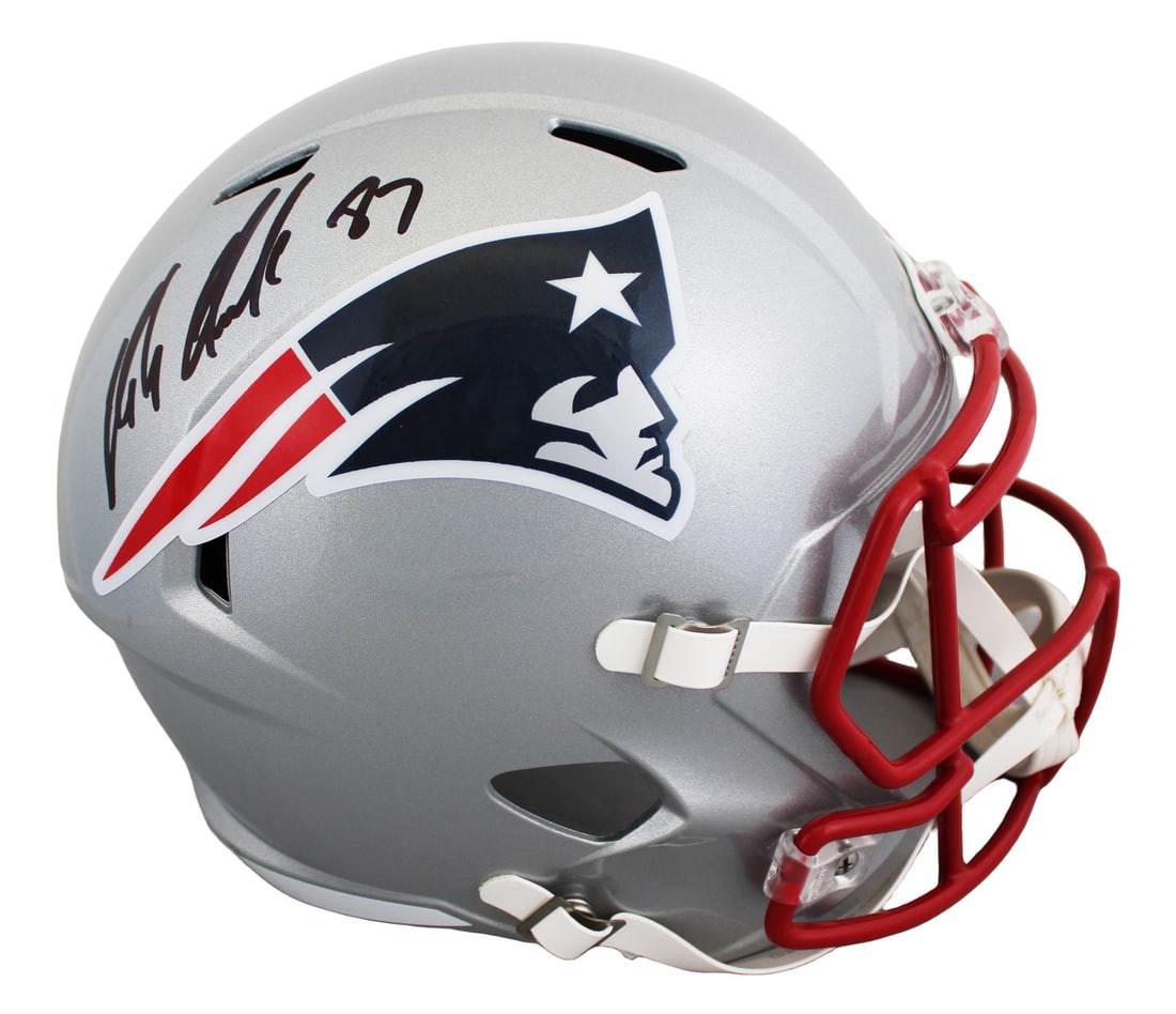 BAS Witnessed Rob Gronkowski Autographed Patriots Riddell Speed Replica Helmet (1 of 3)