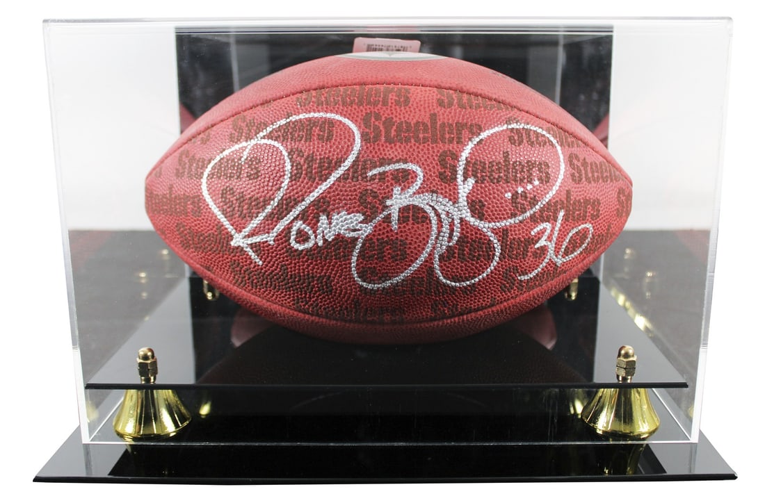 Jerome Bettis Autographed Wilson The Duke Football Displayed With Beckett Certificate: Jerome Bettis Autographed Wilson The Duke Football Displayed With Beckett Certificate This is an official Wilson "The Duke" Team Showcase football personally signed by Jerome Bettis of the Pittsburgh 