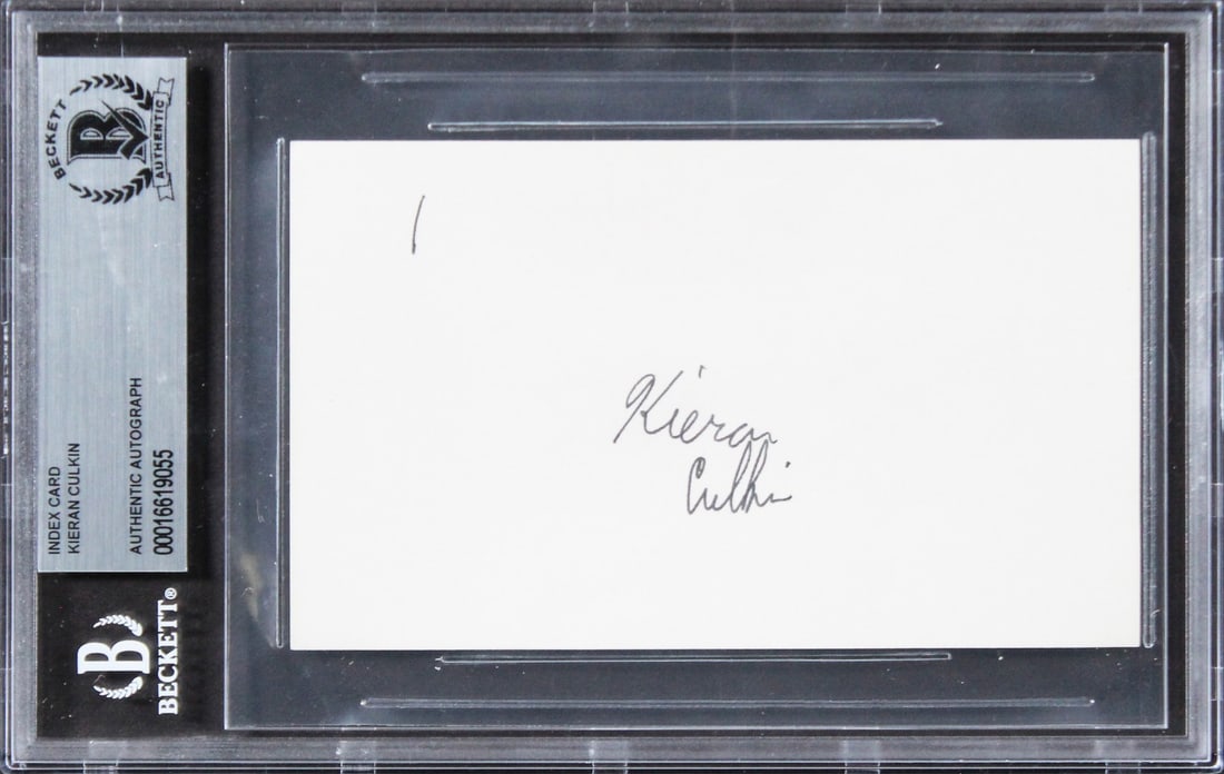 Beckett Slabbed Kieran Culkin Home Alone Signed 3x5 Index Card: Beckett Slabbed Kieran Culkin Home Alone Signed 3x5 Index Card This 3x5 index card has been personally signed by Kieran Culkin, known for his role in Home Alone. The autograph is authenticated and enc