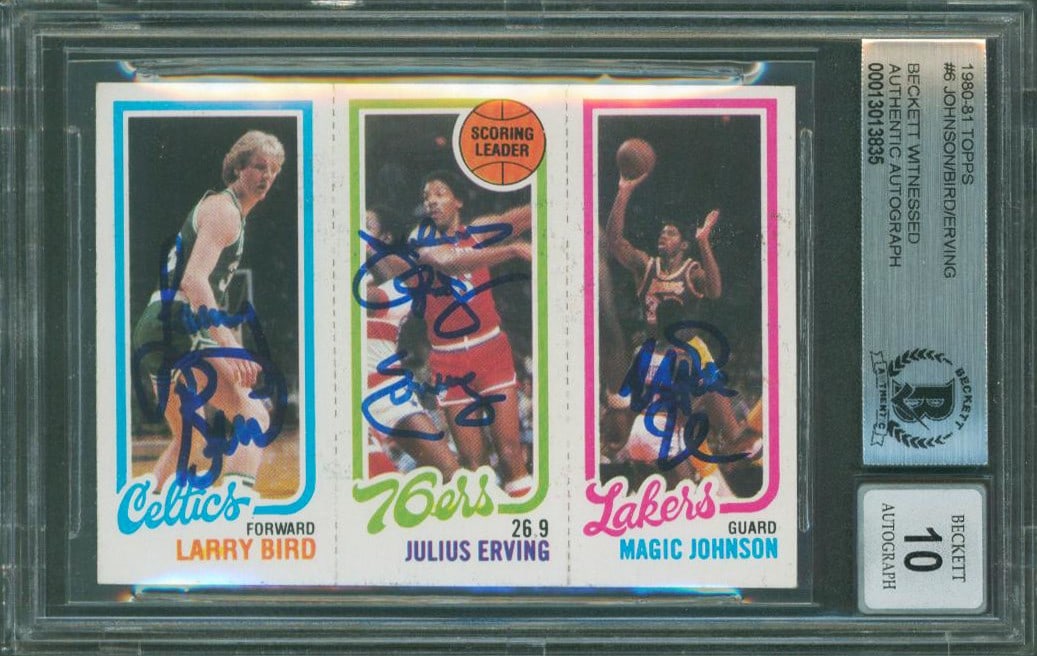 1980 Topps rookie card signed by Bird Erving and Magic BAS 10 (1 of 2)