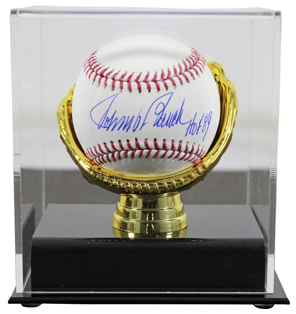 Johnny Bench Signed OML Baseball HOF 89 with Fanatics Case: Johnny Bench Signed OML Baseball HOF 89 with Fanatics Case This authentic OML baseball is personally signed by Johnny Bench, legendary catcher of the Cincinnati Reds, with the inscription "HOF 89". Th