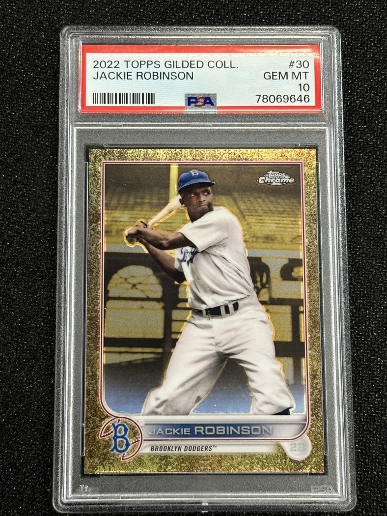 PSA 10 Jackie Robinson 2022 Topps Gilded Gold Etch Dodgers #30 (1 of 2)