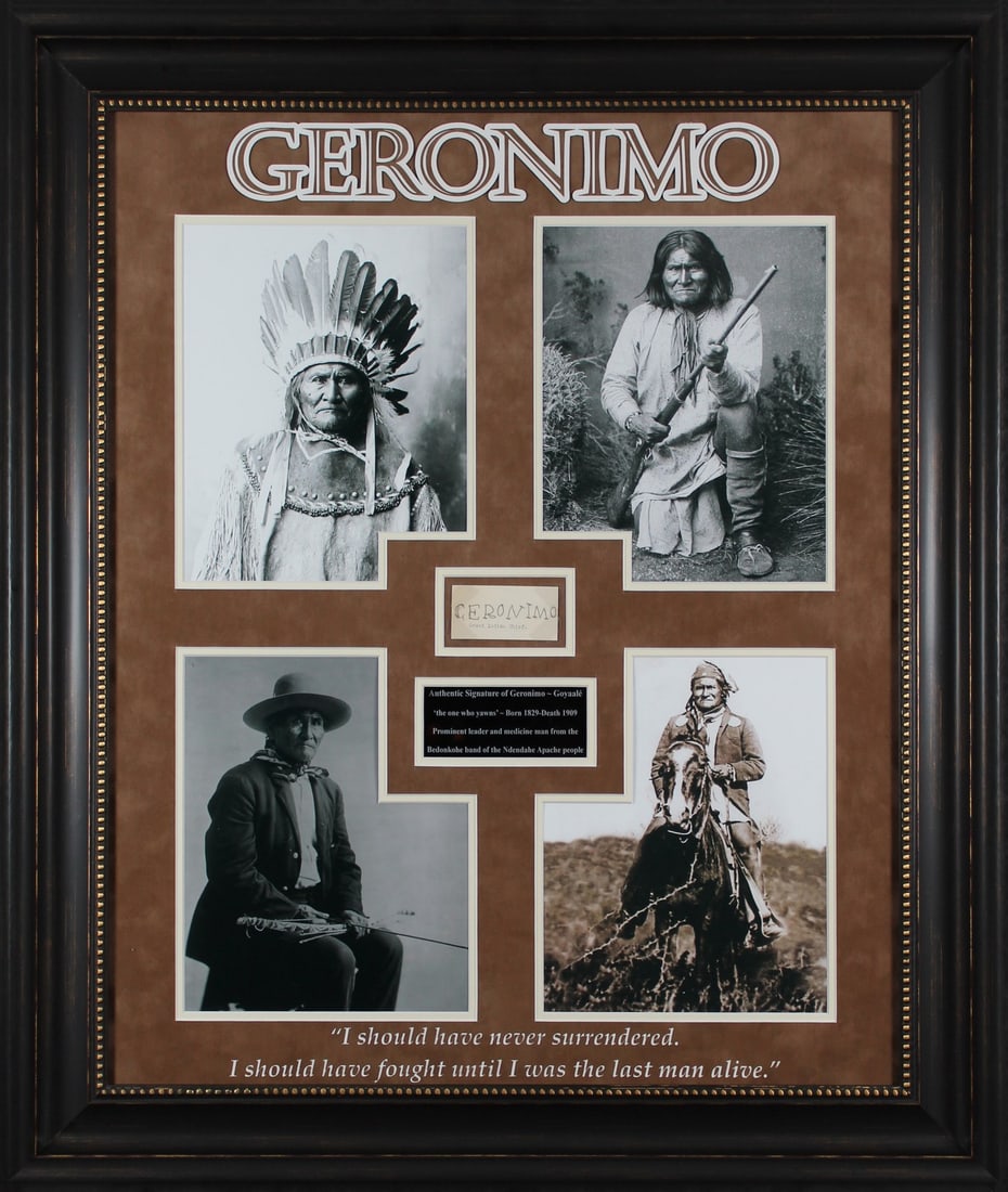 Geronimo Signed Framed Cut Signature 1.5x3 JSA Certified (1 of 7)